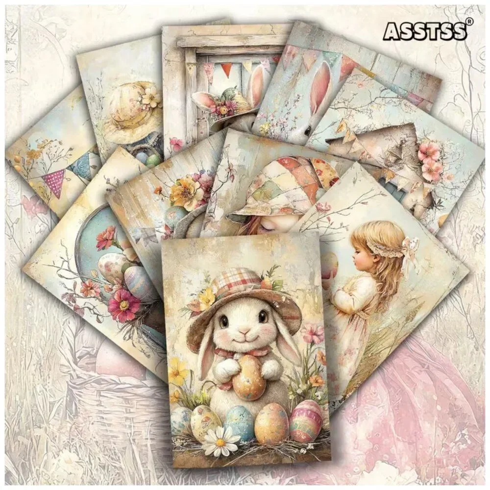 NWT 20pc Vintage Easter Bunny Postcard Set Wall Collage Kit Room Decor DIY Craft